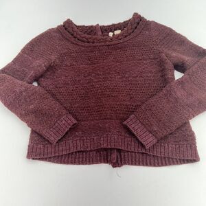 Anthropologie Moth Sandstripe burgundy button back sweater XS Wool Alpaca